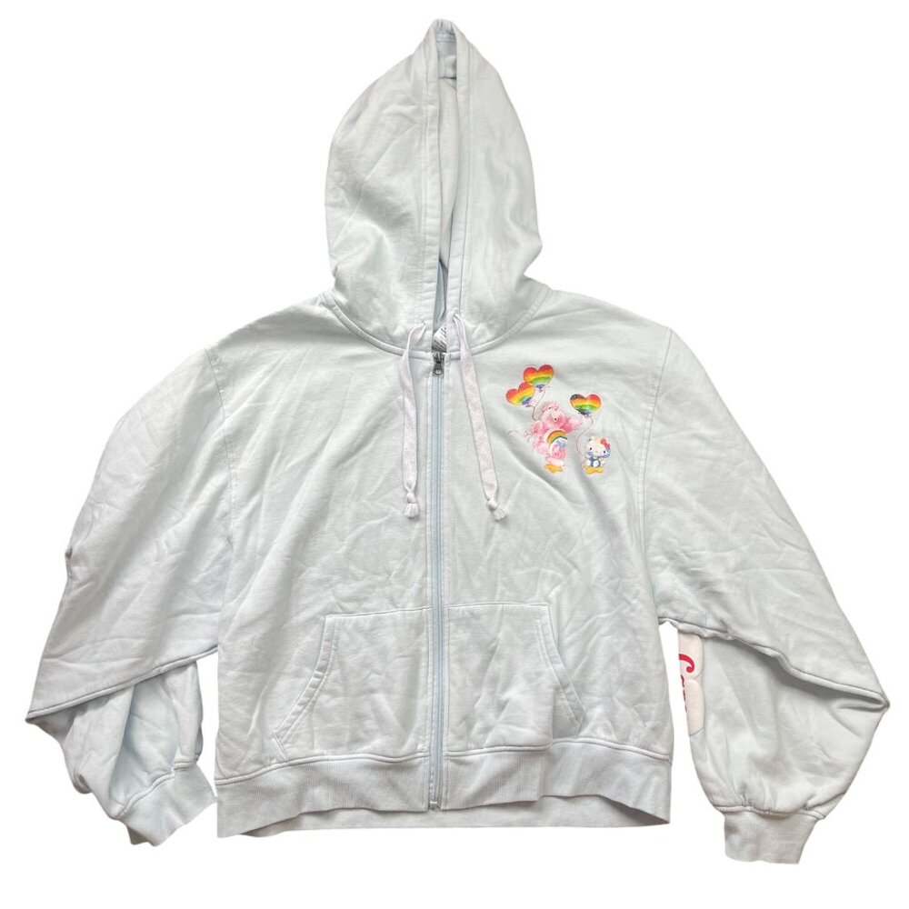 Hello Kitty X‎ Care Bears Collab Graphic Hoodie Women's Size XXL Full Zip Blue